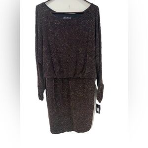 Jessica Howard Glittering Black Long Sleeve Dress